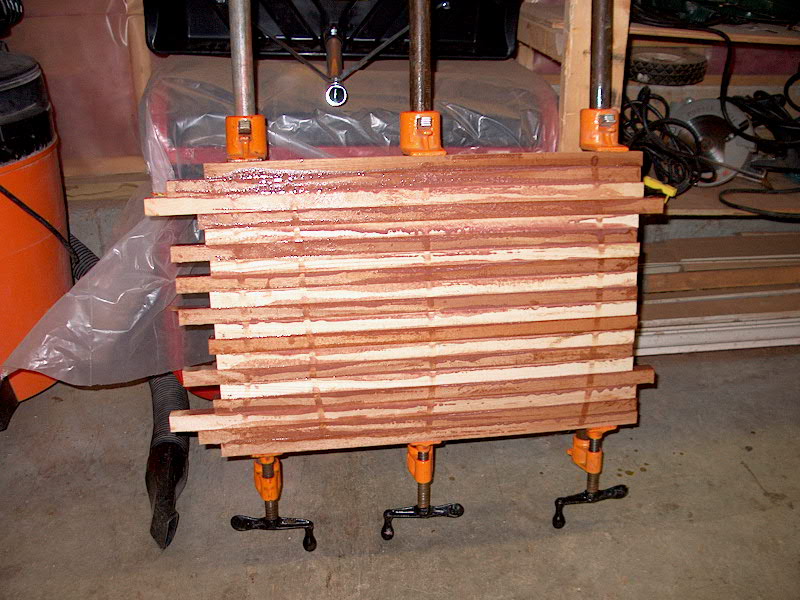 Front (top) of Cutting Board in the Clamps